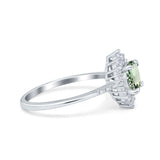 14K White Gold 1.61ct Halo Vintage Round 7mm G SI Natural Green Amethyst Diamond Engagement Wedding Ring Size 6.5