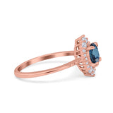 14K Rose Gold 1.61ct Halo Vintage Round 7mm G SI London Blue Topaz Diamond Engagement Wedding Ring Size 6.5