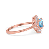 14K Rose Gold 1.61ct Halo Vintage Round 7mm G SI Natural Blue Topaz Diamond Engagement Wedding Ring Size 6.5