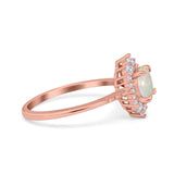 14K Rose Gold 0.33ct Halo Vintage Round 7mm G SI Natural White Opal Diamond Engagement Wedding Ring Size 6.5