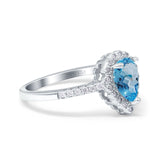 14K White Gold 1.42ct Teardrop Pear Halo 8mmx6mm G SI Natural Blue Topaz Diamond Engagement Wedding Ring Size 6.5