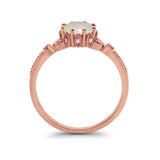 14K Rose Gold 0.06ct Round Art Deco Fashion 7mm G SI Natural White Opal Diamond Engagement Wedding Ring Size 6.5