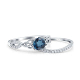 14K White Gold 1.05ct Round 6mm G SI London Blue Topaz Diamond Engagement Bridal Wedding Ring Size 6.5