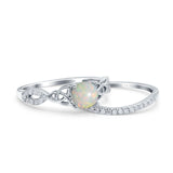 14K White Gold 0.21ct Round 6mm G SI Natural White Opal Diamond Engagement Bridal Wedding Ring Size 6.5