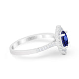 14K White Gold 1.53ct Oval Nano Blue Sapphire G SI Diamond Engagement Ring Size 6.5