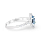 14K White Gold 1.53ct Oval London Blue Topaz G SI Diamond Engagement Ring Size 6.5