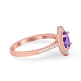 14K Rose Gold 1.53ct Oval Natural Amethyst G SI Diamond Engagement Ring Size 6.5