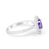 14K White Gold 1.53ct Oval Natural Amethyst G SI Diamond Engagement Ring Size 6.5