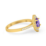 14K Yellow Gold 1.53ct Oval Natural Amethyst G SI Diamond Engagement Ring Size 6.5