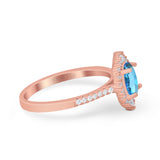 14K Rose Gold 1.53ct Oval Natural Blue Topaz G SI Diamond Engagement Ring Size 6.5