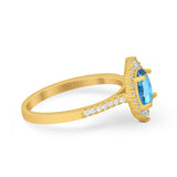 14K Yellow Gold 1.53ct Oval Natural Blue Topaz G SI Diamond Engagement Ring Size 6.5
