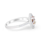 14K White Gold 1.53ct Oval Natural Morganite G SI Diamond Engagement Ring Size 6.5