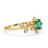 14K Yellow Gold Round Nano Emerald G SI 1.02ct Diamond Engagement Ring Size 6.5