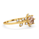 14K Yellow Gold Round Natural Morganite G SI 1.02ct Diamond Engagement Ring Size 6.5