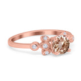 14K Rose Gold 1.37ct Round 7mm G SI Natural Morganite Diamond Engagement Wedding Ring Size 6.5