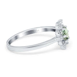 14K White Gold 1.01ct Round 6mm G SI Natural Green Amethyst Diamond Engagement Wedding Ring Size 6.5