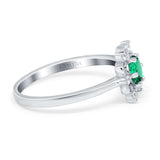 14K White Gold 1.01ct Round 6mm G SI Nano Emerald Diamond Engagement Wedding Ring Size 6.5