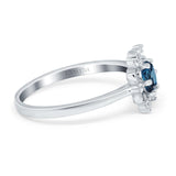 14K White Gold 1.01ct Round 6mm G SI London Blue Topaz Diamond Engagement Wedding Ring Size 6.5