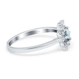 14K White Gold 1.01ct Round 6mm G SI Natural Aquamarine Diamond Engagement Wedding Ring Size 6.5