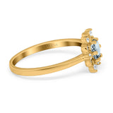 14K Yellow Gold 1.01ct Round 6mm G SI Natural Aquamarine Diamond Engagement Wedding Ring Size 6.5