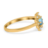 14K Yellow Gold 1.01ct Round 6mm G SI Natural Blue Topaz Diamond Engagement Wedding Ring Size 6.5