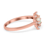 14K Rose Gold 0.17ct Round 6mm G SI Natural White Opal Diamond Engagement Wedding Ring Size 6.5
