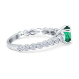 14K White Gold 1.16ct Round 6.5mm G SI Nano Emerald Diamond Engagement Wedding Ring Size 6.5