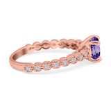 14K Rose Gold 1.16ct Round 6.5mm G SI Natural Amethyst Diamond Engagement Wedding Ring Size 6.5