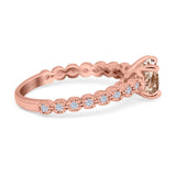 14K Rose Gold 1.16ct Round 6.5mm G SI Natural Morganite Diamond Engagement Wedding Ring Size 6.5