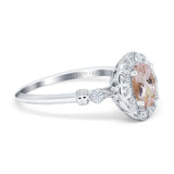 14K White Gold 0.9ct Oval 7mmx5mm G SI Natural Morganite Diamond Engagement Wedding Ring Size 6.5