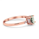 14K Rose Gold 1.28ct Oval 8mmx6mm G SI Natural Green Amethyst Diamond Engagement Wedding Ring Size 6.5