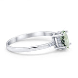 14K White Gold 1.28ct Oval 8mmx6mm G SI Natural Green Amethyst Diamond Engagement Wedding Ring Size 6.5