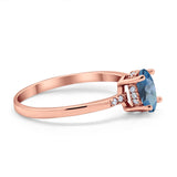 14K Rose Gold 1.28ct Oval 8mmx6mm G SI London Blue Topaz Diamond Engagement Wedding Ring Size 6.5