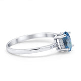 14K White Gold 1.28ct Oval 8mmx6mm G SI London Blue Topaz Diamond Engagement Wedding Ring Size 6.5