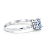 14K White Gold 1.28ct Oval 8mmx6mm G SI Natural Aquamarine Diamond Engagement Wedding Ring Size 6.5