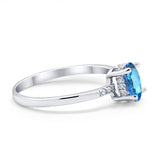 14K White Gold 1.28ct Oval 8mmx6mm G SI Natural Blue Topaz Diamond Engagement Wedding Ring Size 6.5