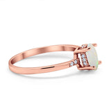 14K Rose Gold 0.07ct Oval 8mmx6mm G SI Natural White Opal Diamond Engagement Wedding Ring Size 6.5