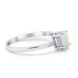 14K White Gold 0.07ct Oval 8mmx6mm G SI Natural White Opal Diamond Engagement Wedding Ring Size 6.5