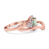 14K Rose Gold 1.59ct Round Two Piece Halo 7mm G SI Natural Green Amethyst Diamond Engagement Wedding Ring Size 6.5