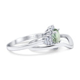 14K White Gold 1.59ct Round Two Piece Halo 7mm G SI Natural Green Amethyst Diamond Engagement Wedding Ring Size 6.5