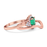 14K Rose Gold 1.59ct Round Two Piece Halo 7mm G SI Nano Emerald Diamond Engagement Wedding Ring Size 6.5