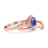 14K Rose Gold 1.59ct Round Two Piece Halo 7mm G SI Nano Blue Sapphire Diamond Engagement Wedding Ring Size 6.5