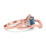 14K Rose Gold 1.59ct Round Two Piece Halo 7mm G SI London Blue Topaz Diamond Engagement Wedding Ring Size 6.5