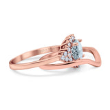 14K Rose Gold 1.59ct Round Two Piece Halo 7mm G SI Natural Aquamarine Diamond Engagement Wedding Ring Size 6.5