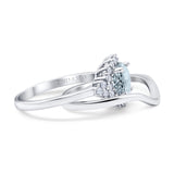 14K White Gold 1.59ct Round Two Piece Halo 7mm G SI Natural Aquamarine Diamond Engagement Wedding Ring Size 6.5