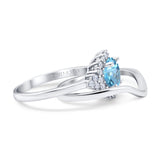 14K White Gold 1.59ct Round Two Piece Halo 7mm G SI Natural Blue Topaz Diamond Engagement Wedding Ring Size 6.5