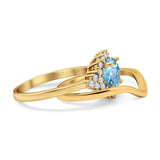 14K Yellow Gold 1.59ct Round Two Piece Halo 7mm G SI Natural Blue Topaz Diamond Engagement Wedding Ring Size 6.5