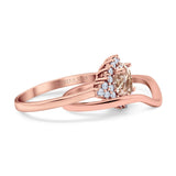 14K Rose Gold 1.59ct Round Two Piece Halo 7mm G SI Natural Morganite Diamond Engagement Wedding Ring Size 6.5