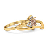 14K Yellow Gold 1.59ct Round Two Piece Halo 7mm G SI Natural Morganite Diamond Engagement Wedding Ring Size 6.5