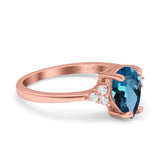 14K Rose Gold 1.33ct Teardrop Pear 8mmx6mm G SI London Blue Topaz Diamond Engagement Wedding Ring Size 6.5